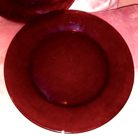 1 Ruby Red Glass Dish Bread Plate Anchor Hocking Dessert Sandwich 60s - Picture 2 of 5